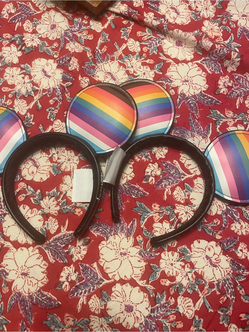 Disney Rainbow Pride Ears Headband - Black with Multicolor Stripes
